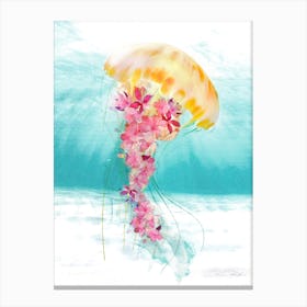 Jellyfish With Flowers Canvas Print