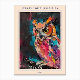 Kitsch Colourful Owl Collage 1 Poster Canvas Print