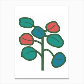 Red, Blue and Green Leaves Canvas Print