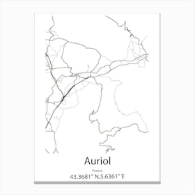 Auriol,France Minimalist Map Canvas Print