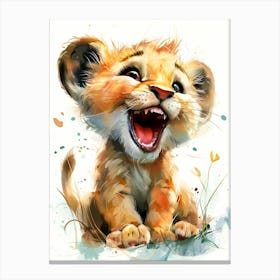 Safari Sweetheart: The Euphoria of a Lion Cub Canvas Print