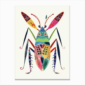 Colourful Insect Illustration Cricket 5 Canvas Print