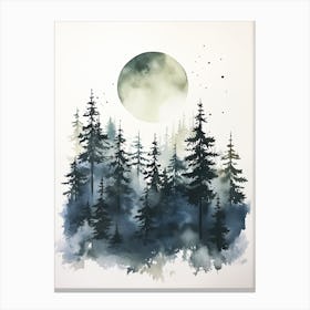 Watercolour Painting Of Boreal Forest   Northern Hemisphere 3 Canvas Print