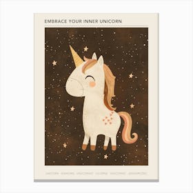 Muted Pastel Unicorn Portrait Kids Storybook 2 Poster Canvas Print