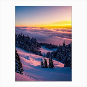 Alta Badia, Italy Sunrise Skiing Poster Canvas Print