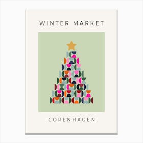 Winter Market | 06 – Pastel Green Christmas Tree Canvas Print