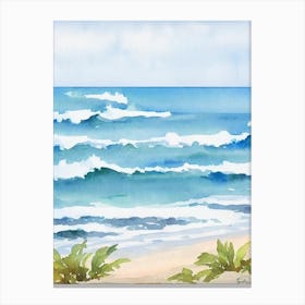 Crane Beach 6, Barbados Watercolour Canvas Print