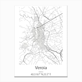 Veroia,Greece Minimalist Map Canvas Print