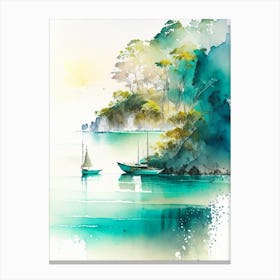 Mergui Archipelago Myanmar Watercolour Pastel Tropical Destination Canvas Print