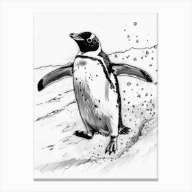 Emperor Penguin Sliding On Ice 3 Canvas Print