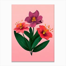 Flowers On A Pink Background 3 Canvas Print