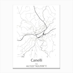 Canelli,Italy Minimalist Map Stampe su tela