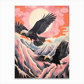 Vintage Japanese Inspired Bird Print California Condor 2 Canvas Print