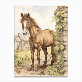 Storybook Animal Watercolour Horse 1 Canvas Print