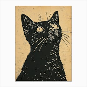 Chartreux Cat Linocut Blockprint 8 Canvas Print