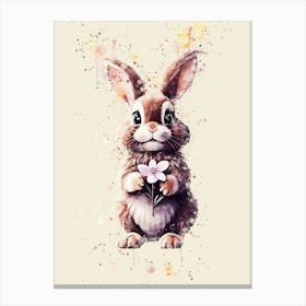 Bunny With Flowers Canvas Print