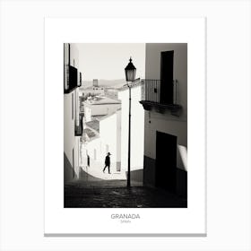 Poster Of Granada, Spain, Black And White Analogue Photography 1 Canvas Print