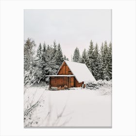 Montana Winter Cabin Canvas Print