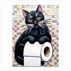 Black Cat On Toilet Paper Canvas Print