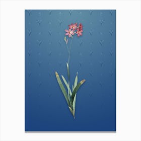 Vintage Corn Lily Botanical on Bahama Blue Pattern Canvas Print