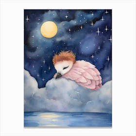 Baby Flamingo Sleeping In The Clouds Canvas Print