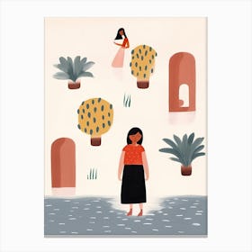 Summer In India, Tiny People And Illustration 1 Canvas Print