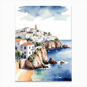 Spanish Ibiza Travel Poster Watercolor Painting (15) Canvas Print