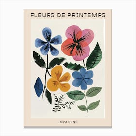 Spring Floral French Poster  Impatiens 1 Canvas Print