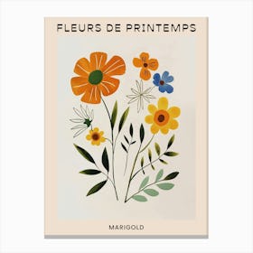 Spring Floral French Poster  Marigold 2 Canvas Print
