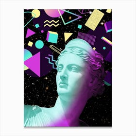 Retro Vaporwave Art Print: Neon Greek Statue – Neon Aesthetic 80s Art, Cyberpunk Wall Decor, Abstract Geometric Space Poster, video game art 1 Canvas Print