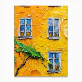 Yellow House With Tree Canvas Print