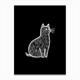 Abstract Sketch Cat Line Drawing 3 Canvas Print