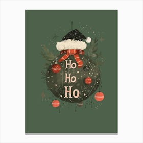 Festive Ho Ho Ho Bauble Green Canvas Print