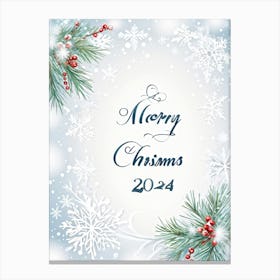 A Tasteful Composition Of Calligraphy Featuring The Text Merry Christmas 2024 Expertly Written In (5) Canvas Print