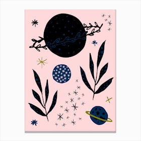 Botanical Planets Pink Canvas Print