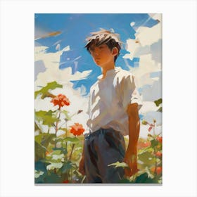 Boy In A Field Canvas Print