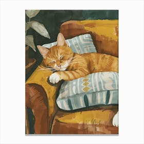 Cat Sleeping On The Couch 3 Canvas Print