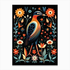 Folk Bird Illustration Lapwing 3 Canvas Print