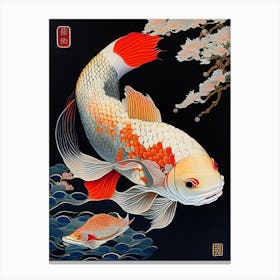 Asagi Koi Fish Ukiyo E Style Japanese Canvas Print