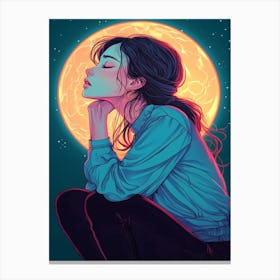 Girl In The Moonlight Canvas Print