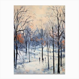 Winter City Park Painting Mount Royal Park Montreal Canada 4 Canvas Print