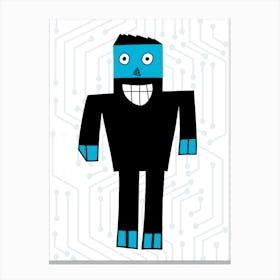 Black and Blue Robot Canvas Print