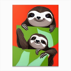 Cute Sloth Kawaii Illustration Canvas Print