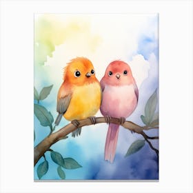 Watercolor Birds On A Branch 2 Canvas Print