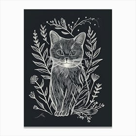 Munchkin Cat Minimalist Illustration 3 Canvas Print