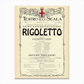 Vintage Teatro Alla Scala - Rigoletto Opera Poster Canvas Print