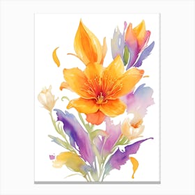 Watercolor Flowers Isolated On White Canvas Print