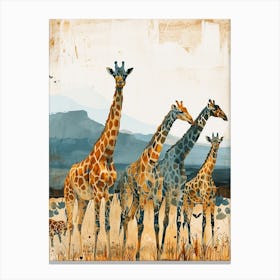 Herd Of Giraffe Earth Tone Watercolour 3 Canvas Print
