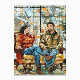 Two People Sitting On Chairs Canvas Print