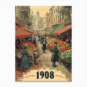 Aihrgdesign A Retro Poster Of A Bustling 1908 City Market Fea 8aa17f38 6e14 425b A6f2 E10341a75dbe 3 Canvas Print